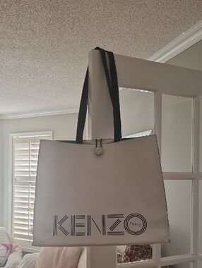 Kenzo White Tote with Black Straps and Logo